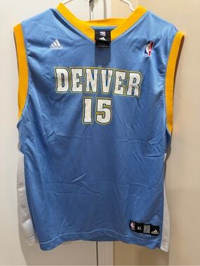Carmelo Anthony - Adidas Denver Nuggets #15 Blue Basketball Jersey - Kids XL